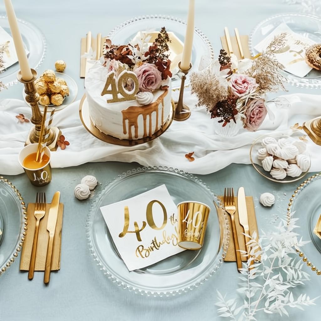 Geburtstagskerze Zahl 40, gold PartyDeco 3