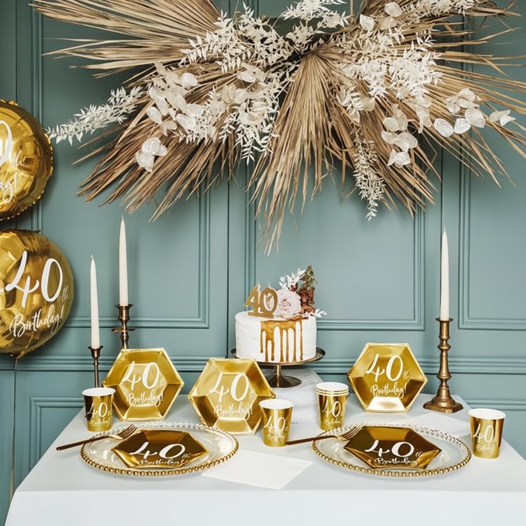 Geburtstagskerze Zahl 40, gold PartyDeco 5