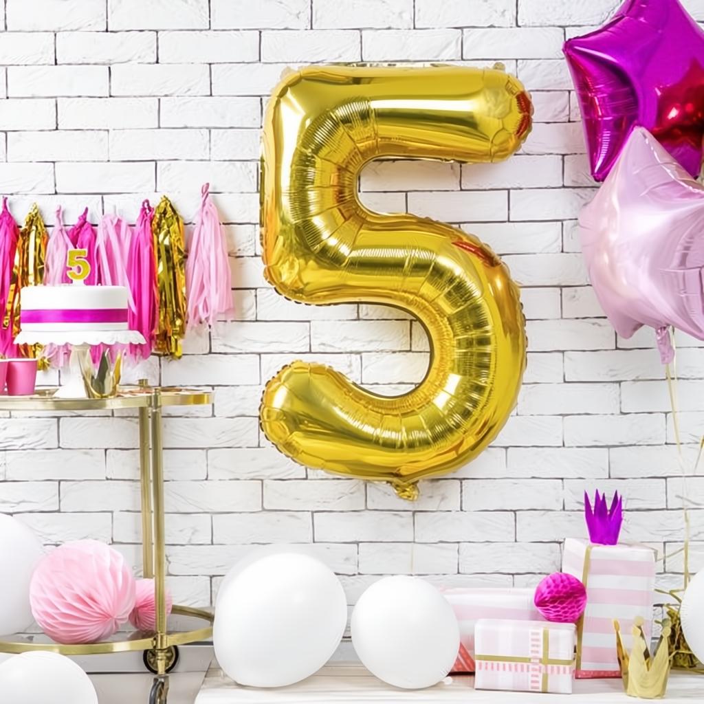Geburtstagskerze Zahl 5, gold PartyDeco 2