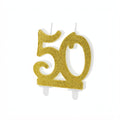 Geburtstagskerze Zahl 50, gold PartyDeco 1
