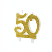 Geburtstagskerze Zahl 50, gold PartyDeco 1
