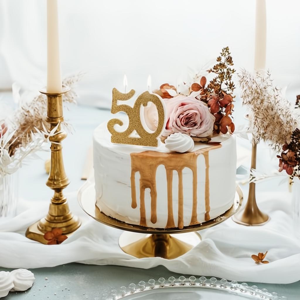 Geburtstagskerze Zahl 50, gold PartyDeco 2