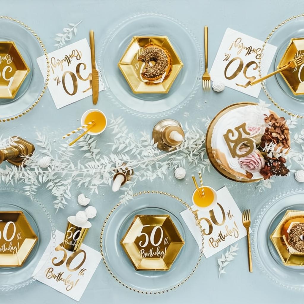 Geburtstagskerze Zahl 50, gold PartyDeco 4