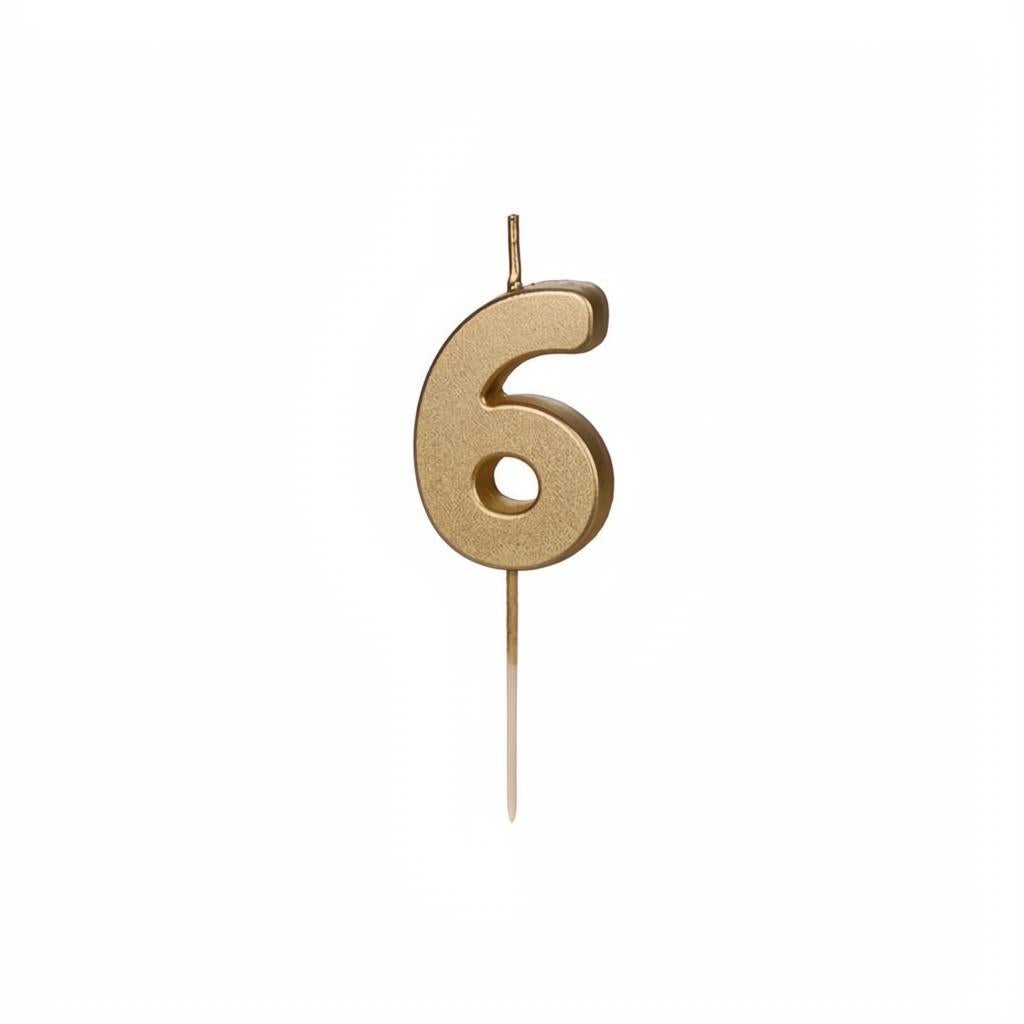 Geburtstagskerze Zahl 6, Gold PartyDeco 1