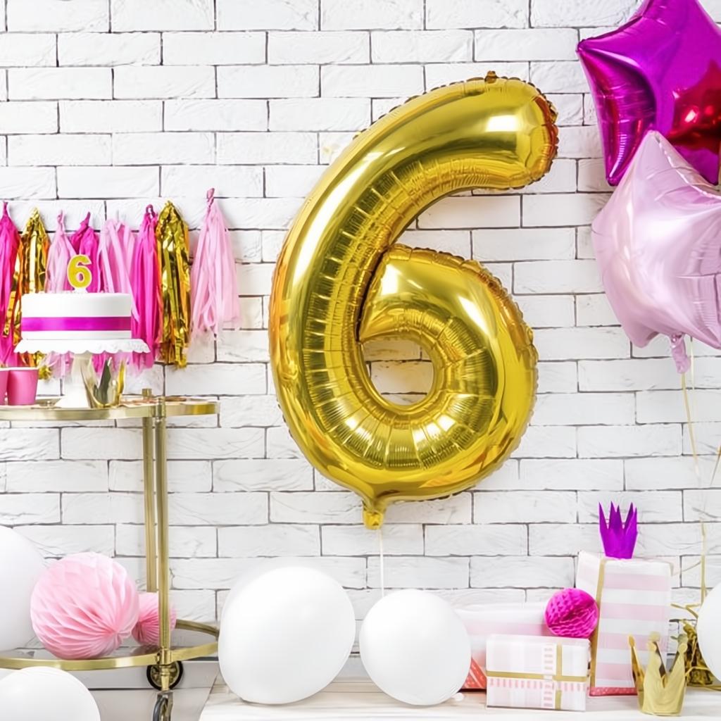 Geburtstagskerze Zahl 6, gold PartyDeco 2