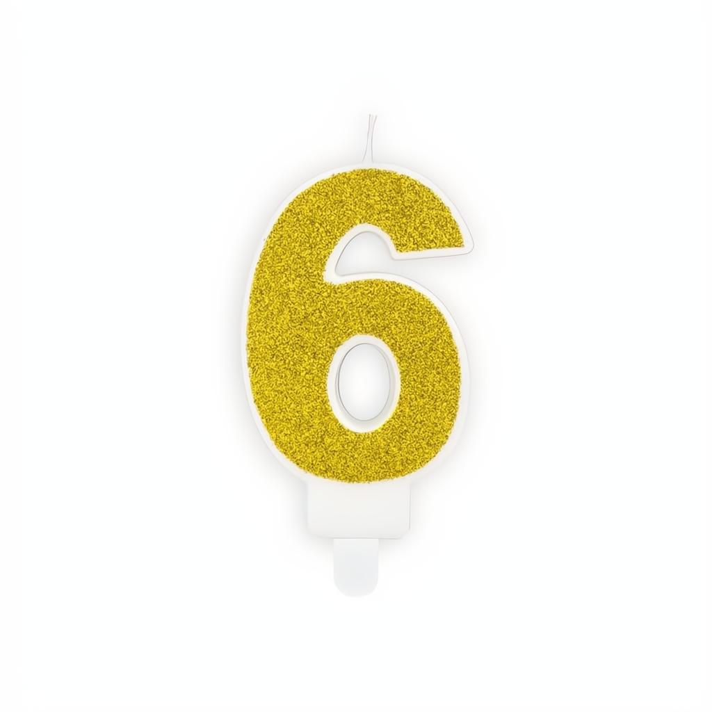 Geburtstagskerze Zahl 6, gold PartyDeco 3