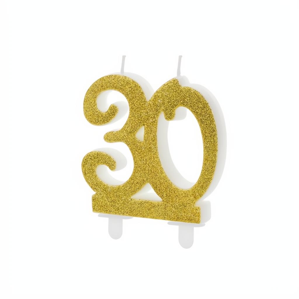 Geburtstagskerze Zahl 60, gold PartyDeco 1