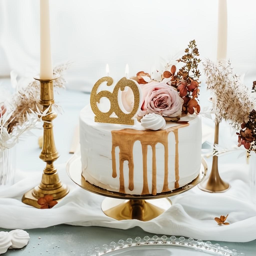Geburtstagskerze Zahl 60, gold PartyDeco 2
