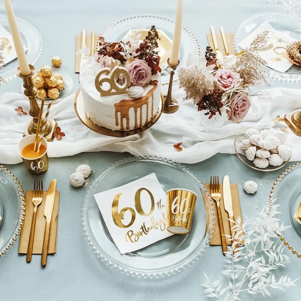 Geburtstagskerze Zahl 60, gold PartyDeco 3