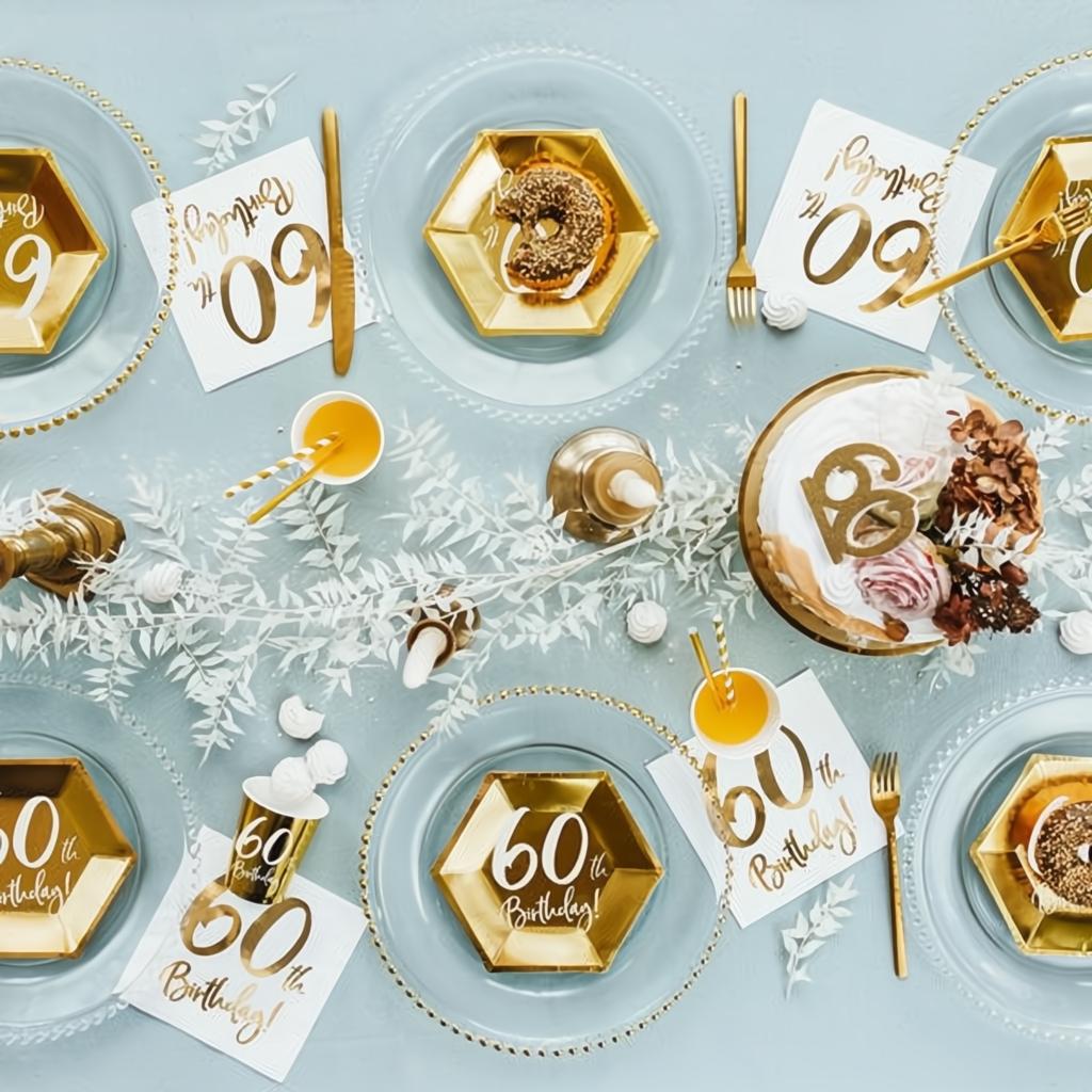 Geburtstagskerze Zahl 60, gold PartyDeco 4