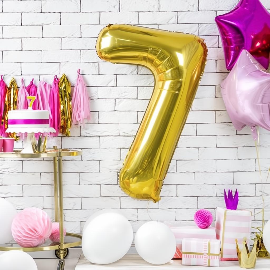 Geburtstagskerze Zahl 7, gold PartyDeco 2