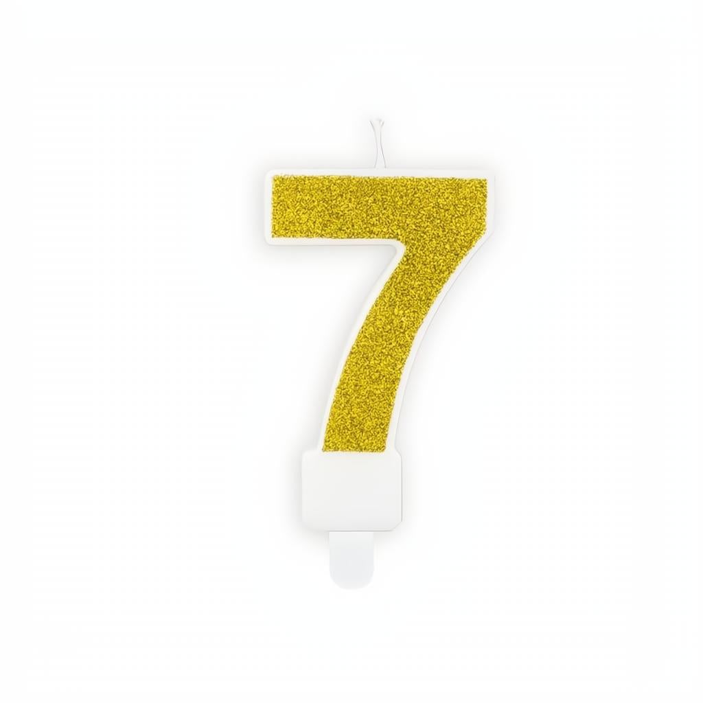 Geburtstagskerze Zahl 7, gold PartyDeco 3