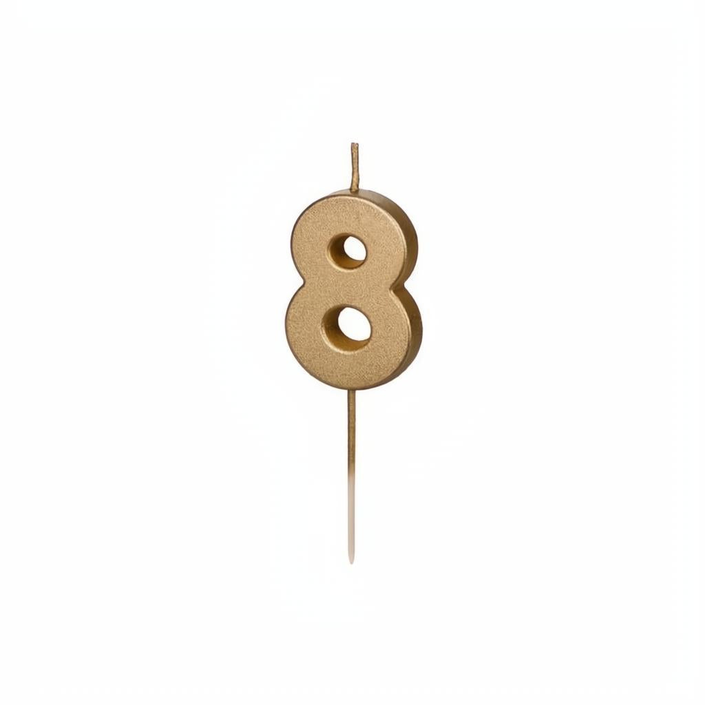 Geburtstagskerze Zahl 8, Gold PartyDeco 1