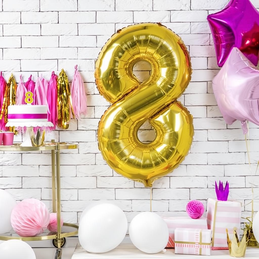 Geburtstagskerze Zahl 8, gold PartyDeco 2