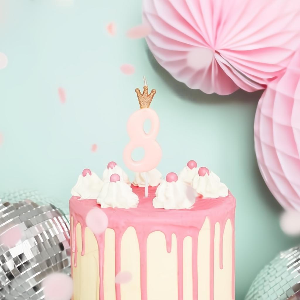 Geburtstagskerze Zahl 8, hellrosa PartyDeco 2