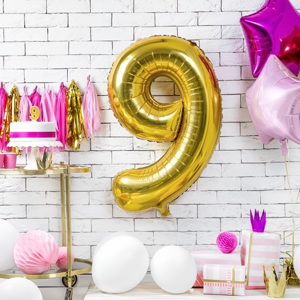 Geburtstagskerze Zahl 9, gold PartyDeco 2