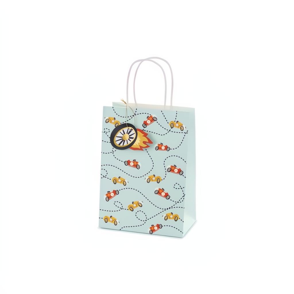 Geschenktüte Autos, 10,5x18x25 cm, Farbenmix PartyDeco 1