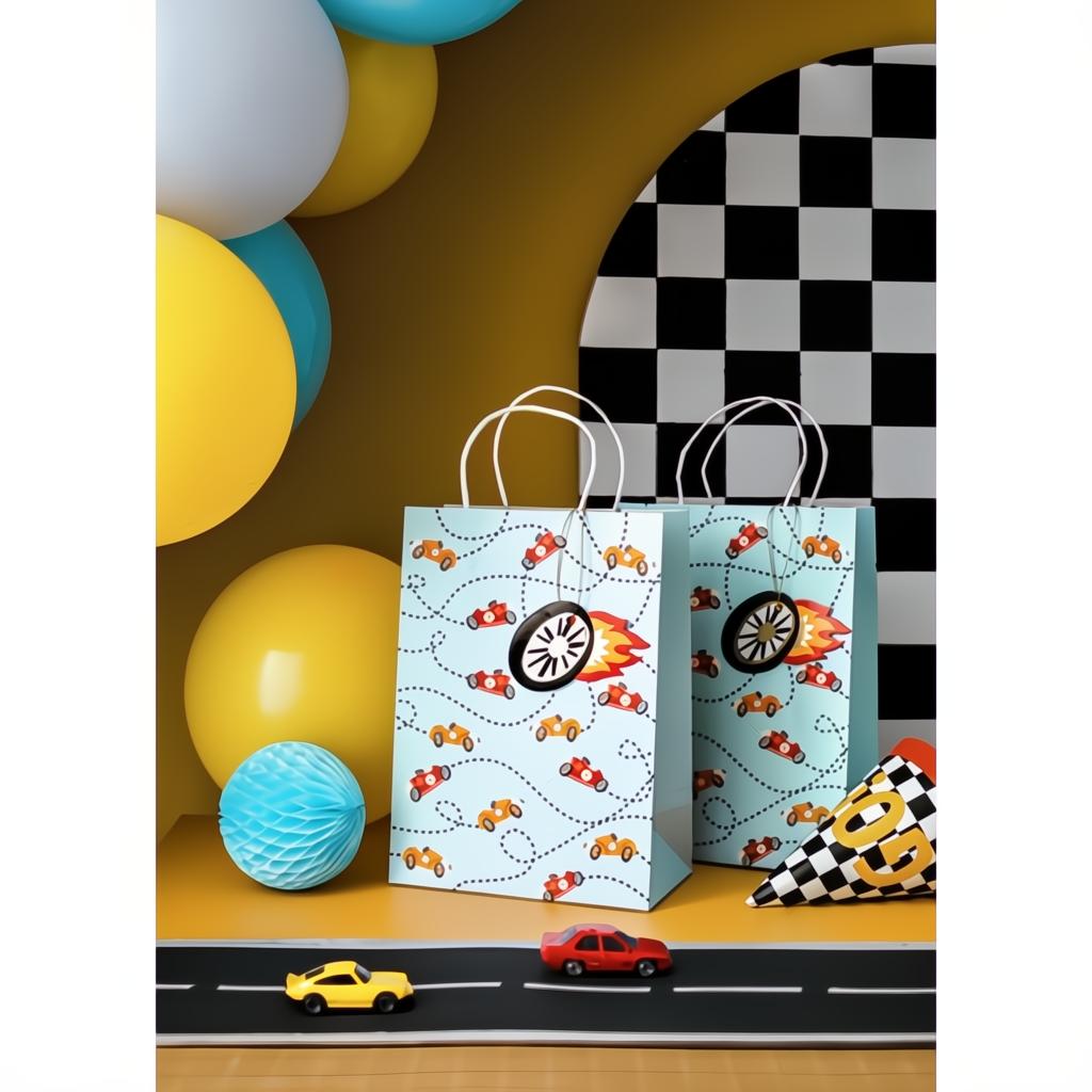 Geschenktüte Autos, 10,5x18x25 cm, Farbenmix PartyDeco 2
