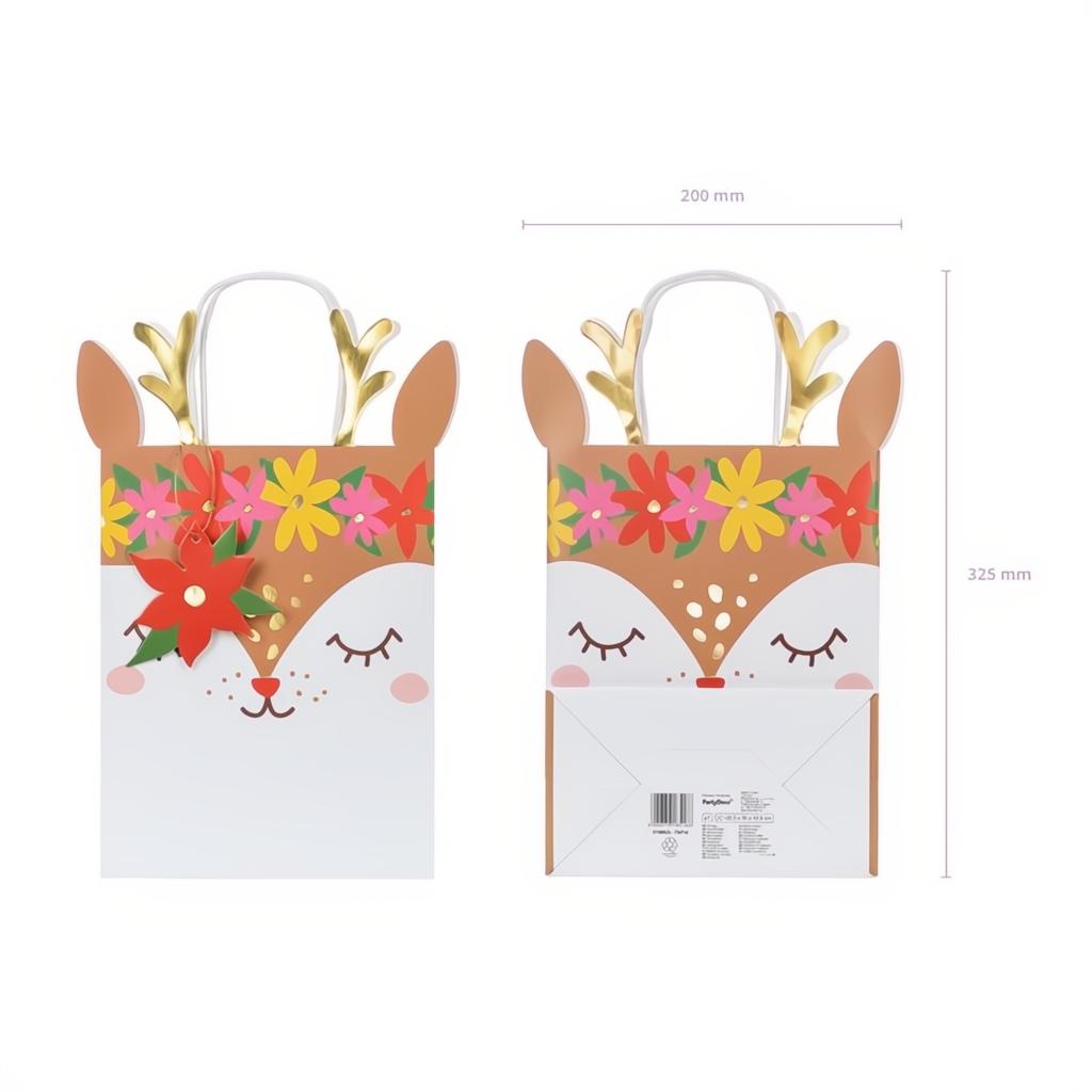 Geschenktüte Reh, 20.5x30x10.5cm PartyDeco 5
