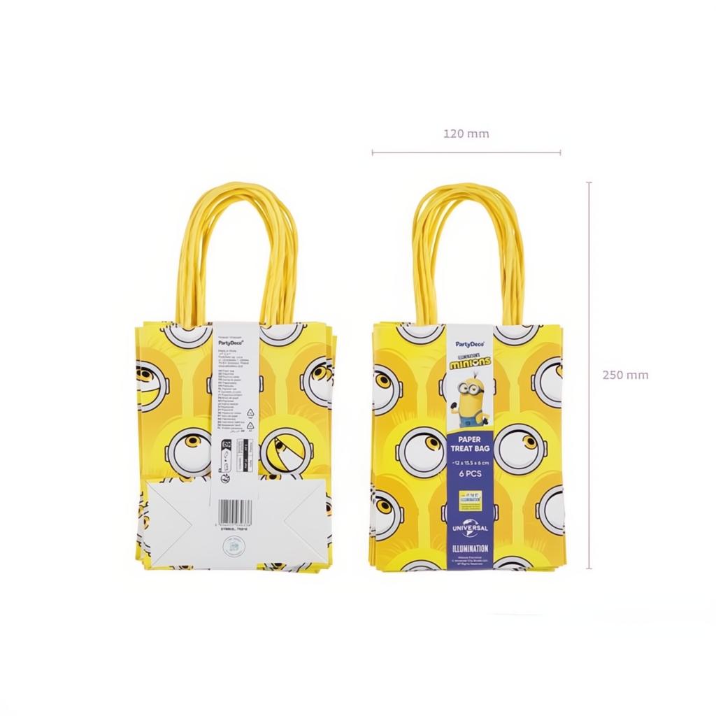 Geschenktüten aus Papier Minions, 12x15.5x6 cm, Gelb PartyDeco 6