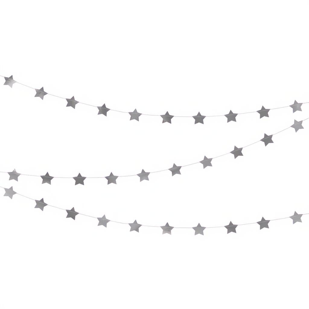 Girlande Sterne, silber, 3,6m PartyDeco 1