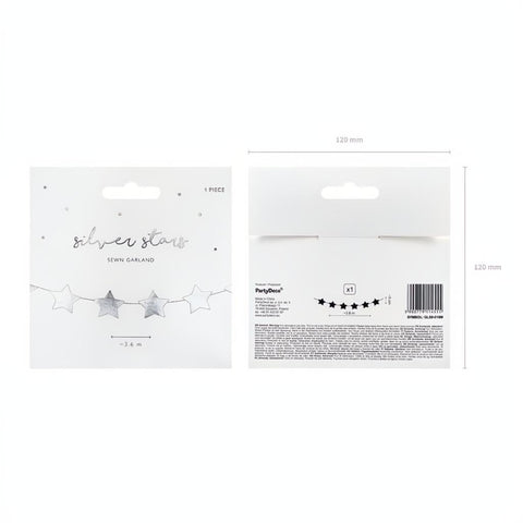 Girlande Sterne, silber, 3,6m PartyDeco 7