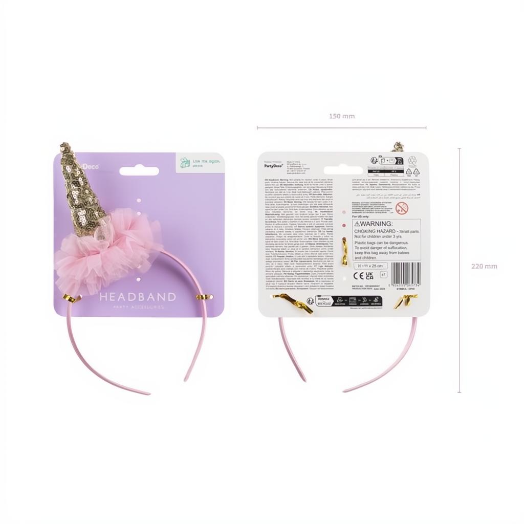 Haarband Einhorn mit Rüsche, 11 x 25 cm PartyDeco 4