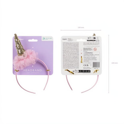Haarband Einhorn mit Rüsche, 11 x 25 cm PartyDeco 4