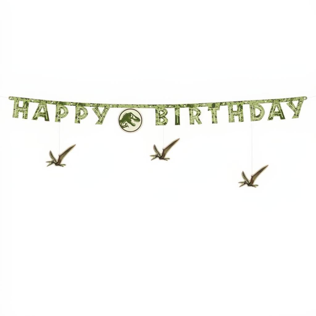 Happy Birthday Banner Jurassic World, 45x165 cm PartyDeco 1