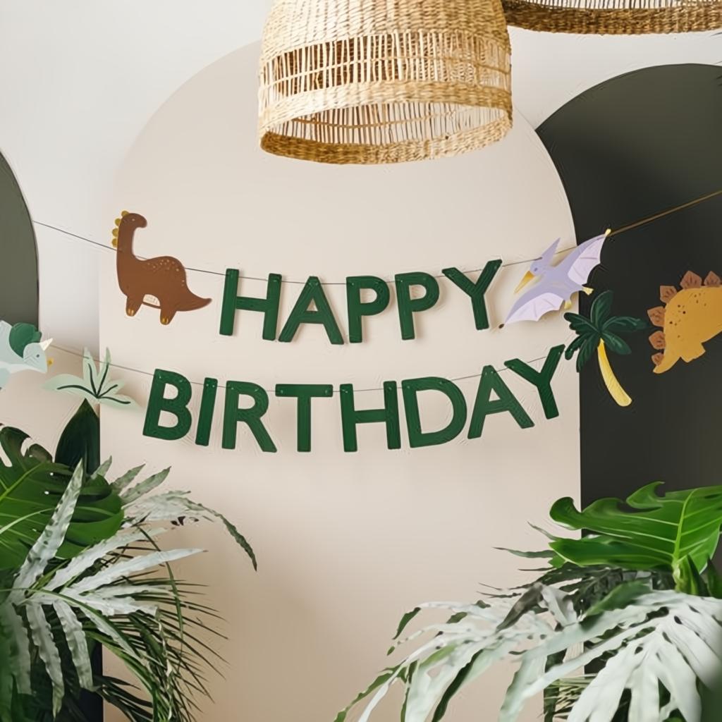 Happy Birthday Dino-Banner, 3 m, Farbenmix PartyDeco 4
