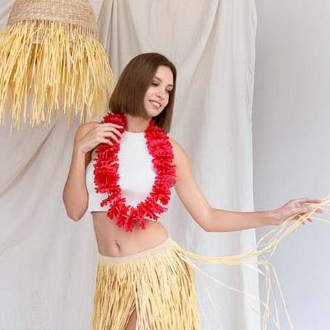 Hawaiianische Kette, dunkelrosa PartyDeco 2