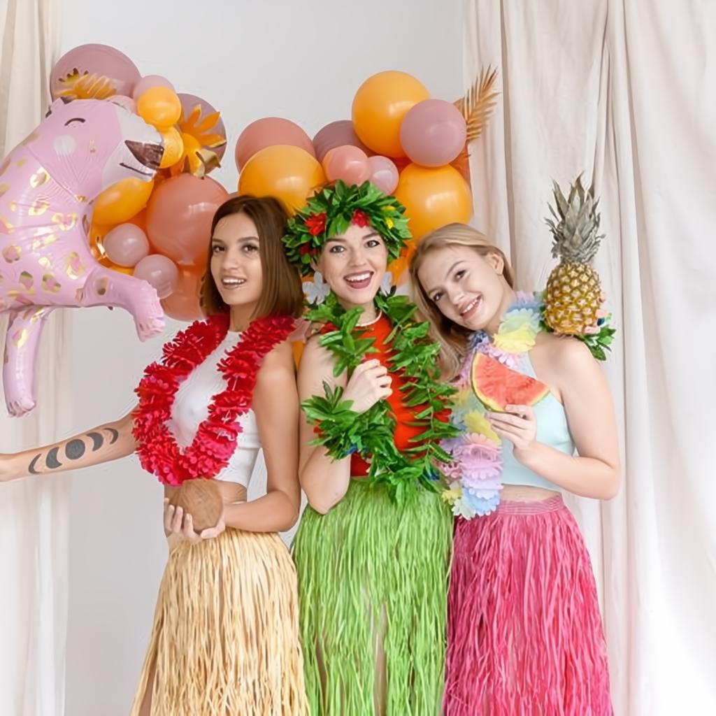 Hawaiianische Kette, dunkelrosa PartyDeco 3