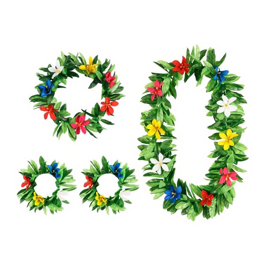 Hawaiianisches Set, grün, Erwachsene, Einheitsgrösse PartyDeco 1