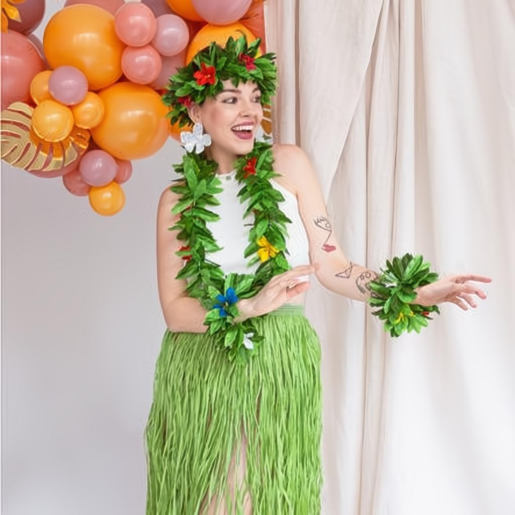 Hawaiianisches Set, grün, Erwachsene, Einheitsgrösse PartyDeco 2