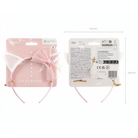 Katzen-Stirnband mit Schleife, rosa PartyDeco 5