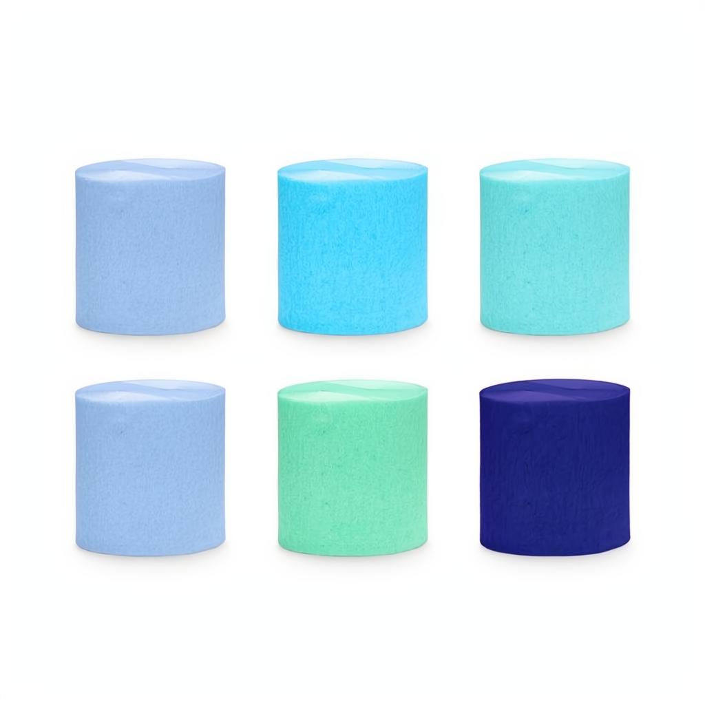 Krepppapier 5 cm/10 m, Set mit 6 Stück, blau-grün PartyDeco 1