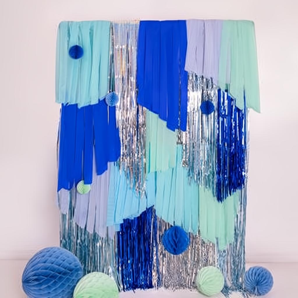 Krepppapier 5 cm/10 m, Set mit 6 Stück, blau-grün PartyDeco 2