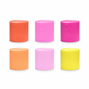 Krepppapier 5 cm/10 m, Set mit 6 Stück, Sommerfarben Mix PartyDeco 1