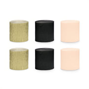 Krepppapier 5cm/10m, Set mit 6, Schwarz-Gold Mix PartyDeco 1