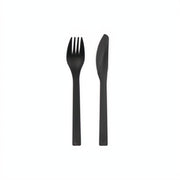 Kunststoffbesteck 6er Set, 18–18,5 cm, schwarz PartyDeco 1