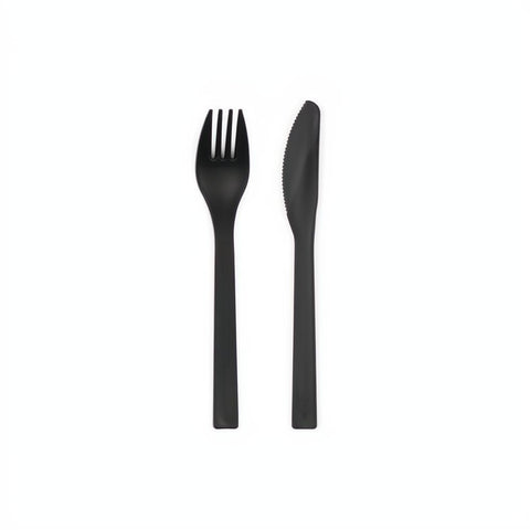 Kunststoffbesteck 6er Set, 18–18,5 cm, schwarz PartyDeco 1