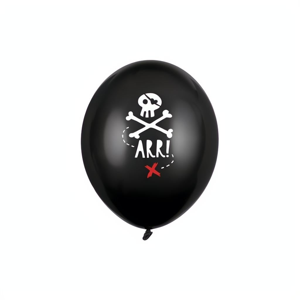 Luftballon Piraten 30 cm, 6 Stück, Schwarz PartyDeco 1