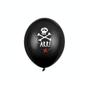 Luftballon Piraten 30 cm, 6 Stück, Schwarz PartyDeco 1
