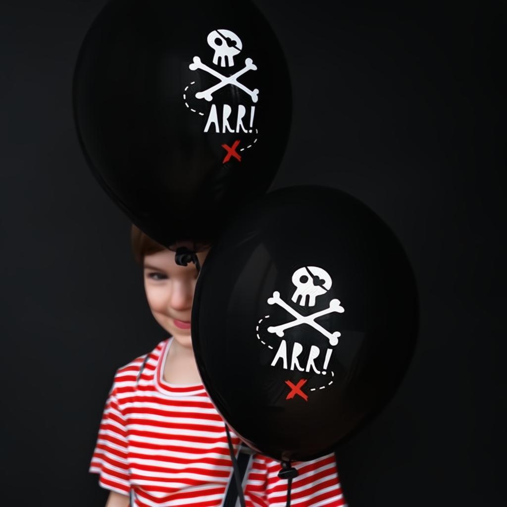 Luftballon Piraten 30 cm, 6 Stück, Schwarz PartyDeco 2