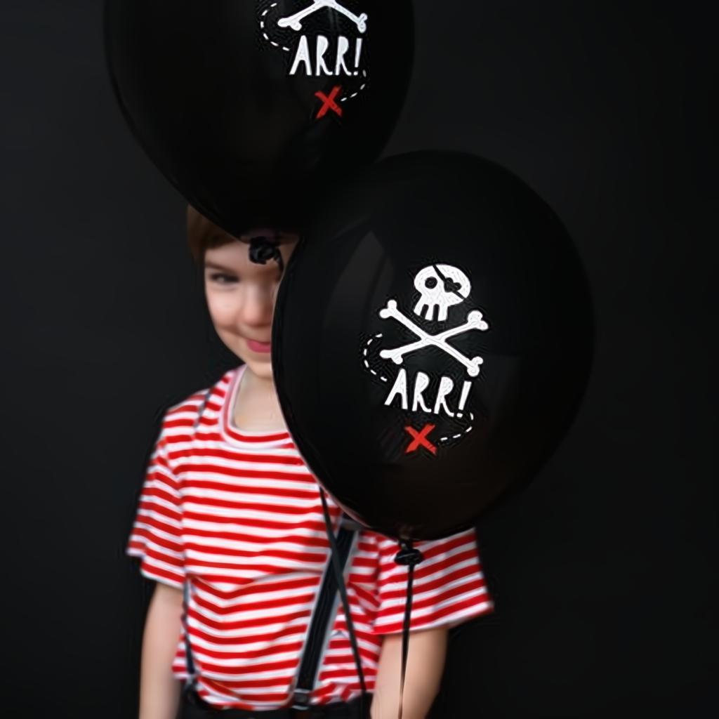Luftballon Piraten 30 cm, 6 Stück, Schwarz PartyDeco 3