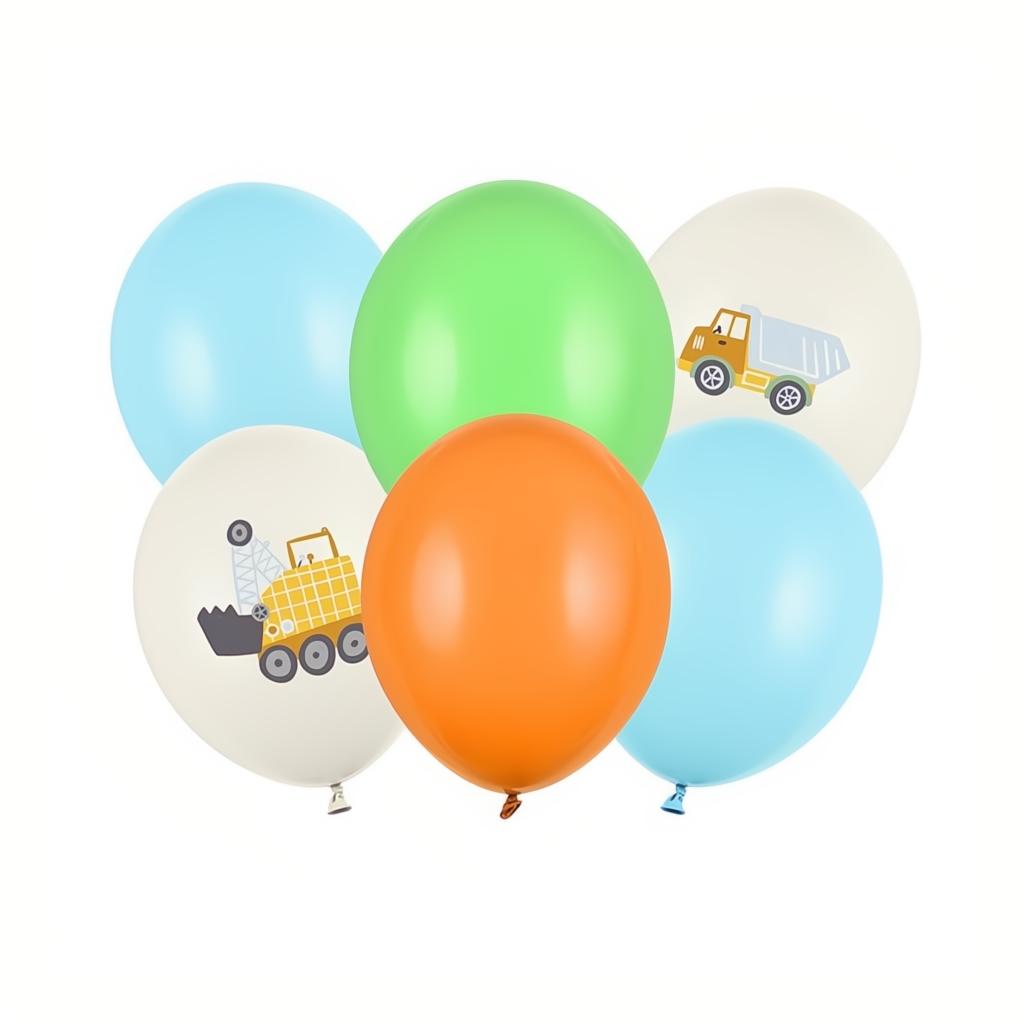 Luftballons 30 cm, Baufahrzeuge, Pastel Light Cream PartyDeco 1