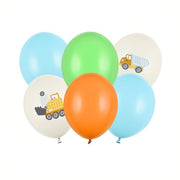 Luftballons 30 cm, Baufahrzeuge, Pastel Light Cream PartyDeco 1