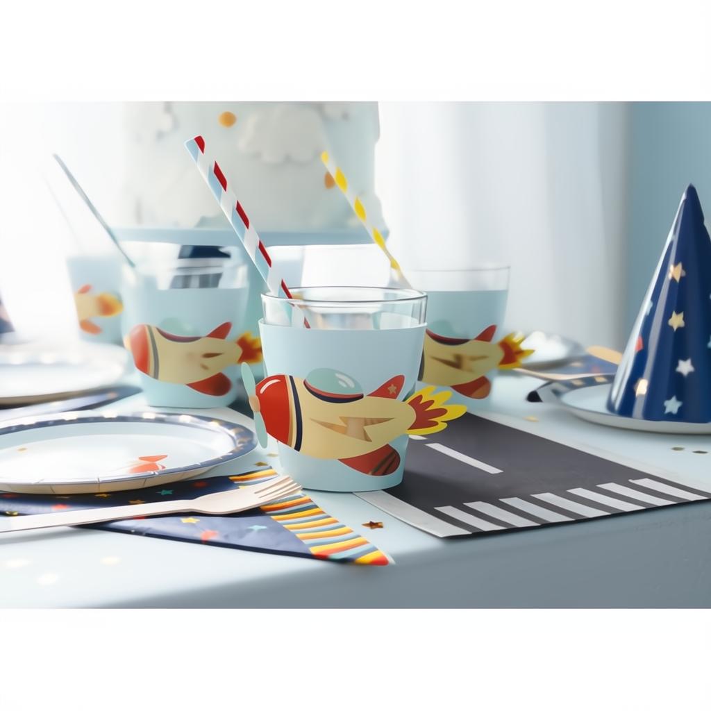 Manschetten für Becher Flugzeug PartyDeco 2