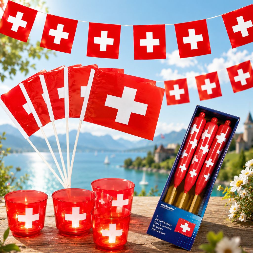1. August Hausdeko-Set – Schweizer Dekoration für Haus, Balkon & Garten