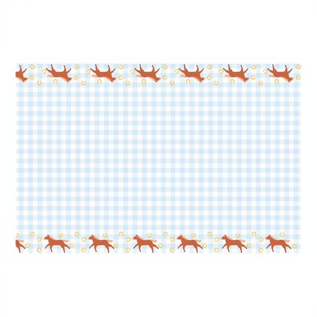 Papier Tischdecke Kariert mit Pferden, 180x120 cm PartyDeco 1